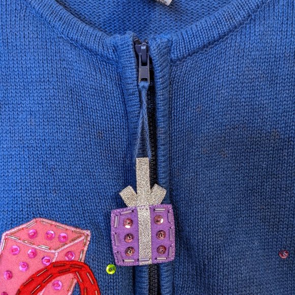 Heirloom Christmas Collection Snowman w/Gifts Beaded Applique Sweater - size L - Picture 3 of 10